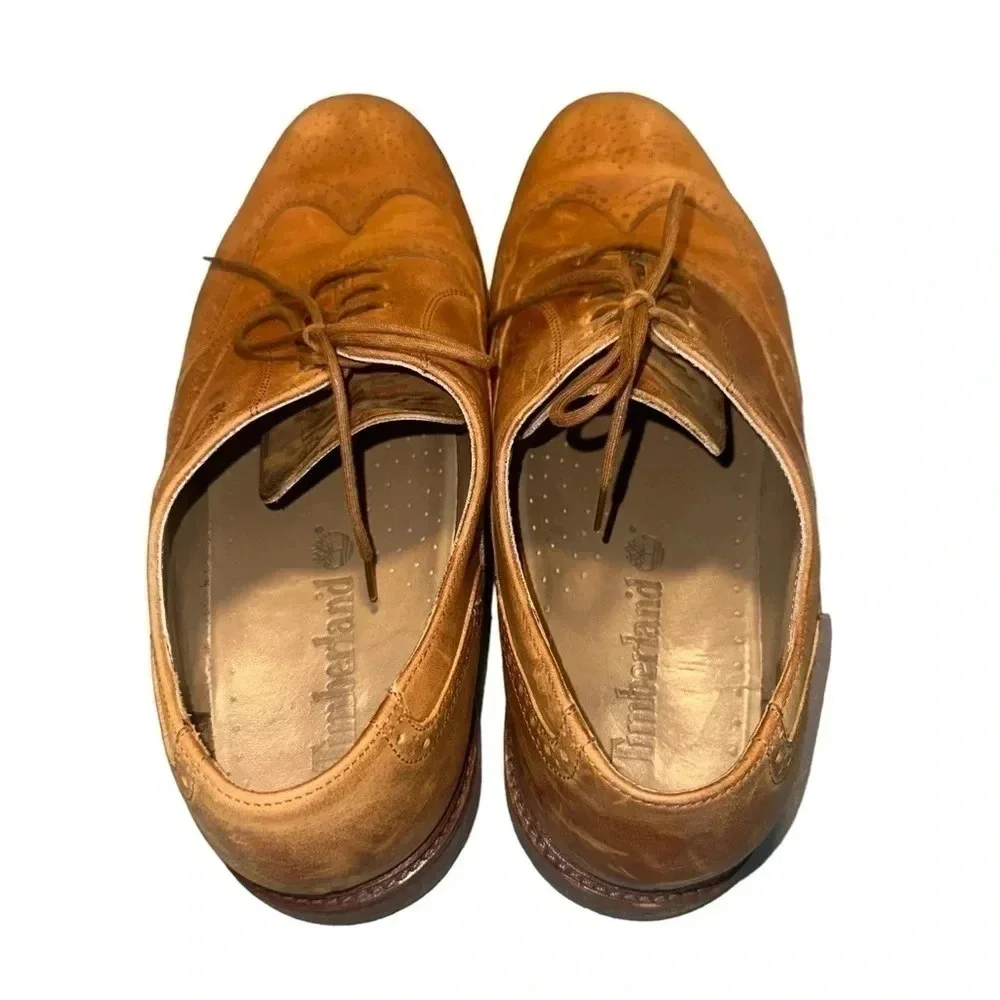Timberland waterproof natural tan leather distressed Oxford dress shoes‎ size 10 - Picture 4 of 8